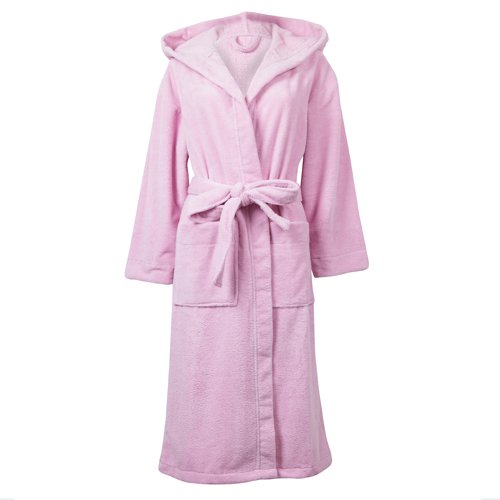 VELOUR TOWELLING ROBE 0344 PALE PINK, Colour: PALE PINK / SIZE UK: 14
